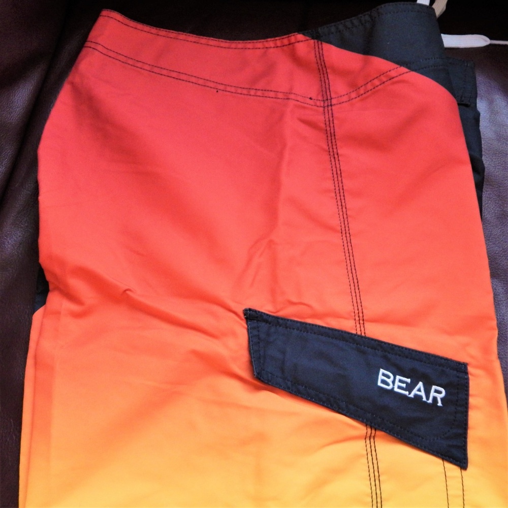 NWT Men Swimming Shorts Surfing "Bear" company 30" 32" 36"  Red Black Orange - Picture 6 of 7